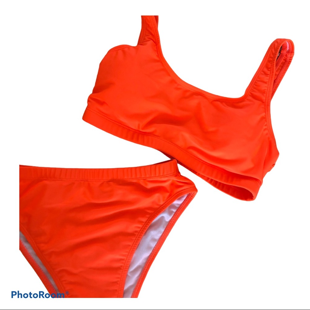 Orange High Waisted Square Neck Bikini Set - Picture 2 of 8